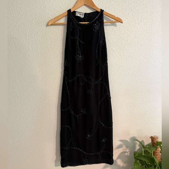JMD 90s Vintage Beaded High Neck Midi Dress - Picture 2 of 11